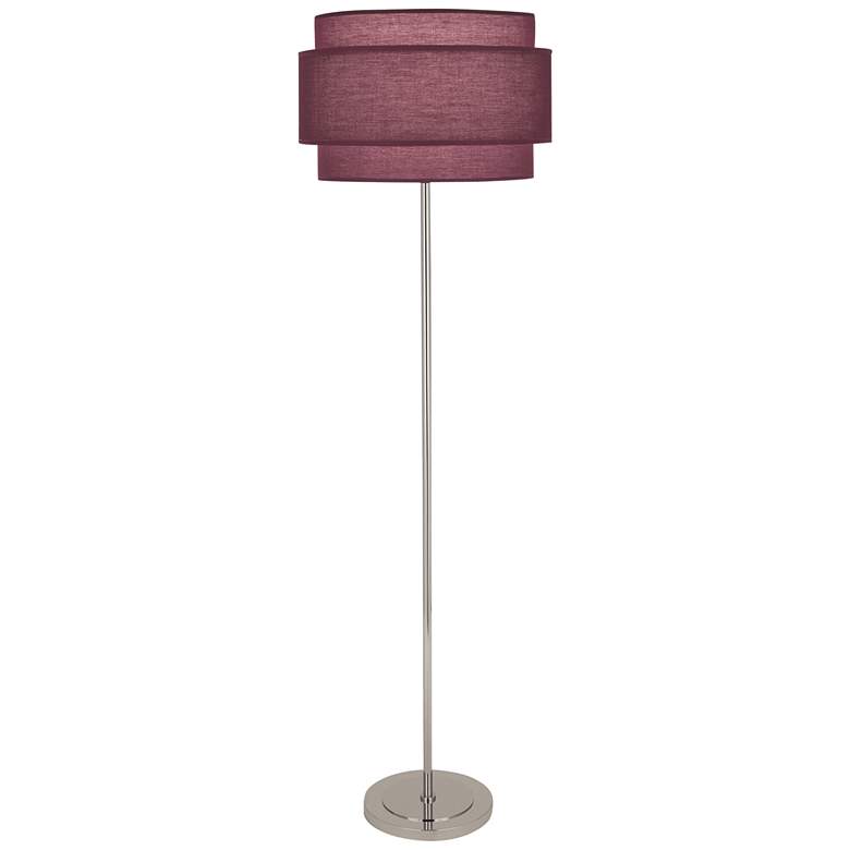 Image 1 Decker Polished Nickel Floor Lamp with Vintage Wine Shade