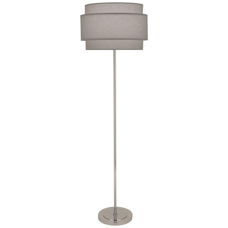 Image 1 Decker Polished Nickel Metal Floor Lamp w/ Smoke Gray Shade