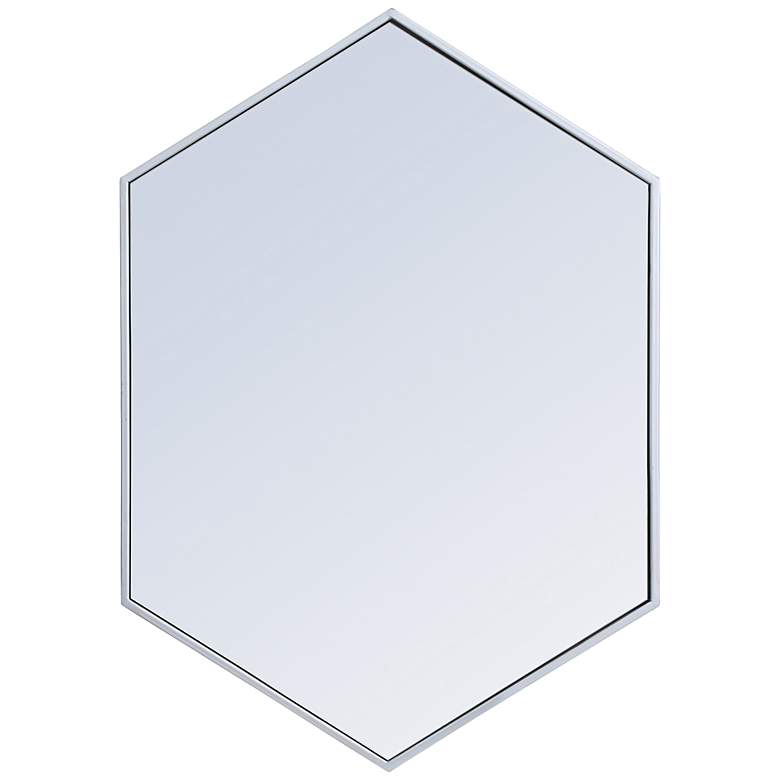 Image 3 Decker Silver Metal 24" x 34" Hexagon Vanity Wall Mirror