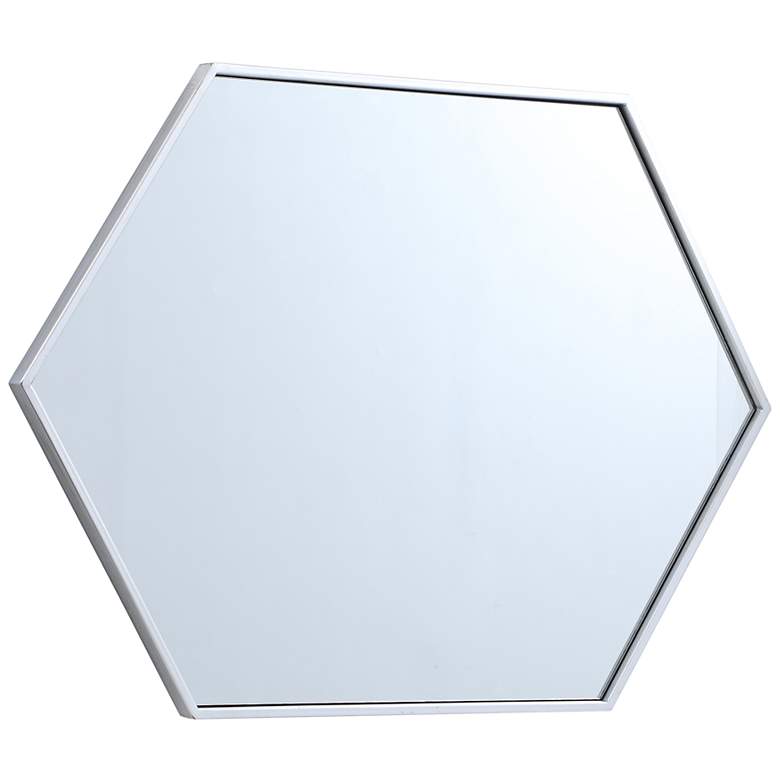 Image 5 Decker Silver Metal 24" x 34" Hexagon Vanity Wall Mirror more views