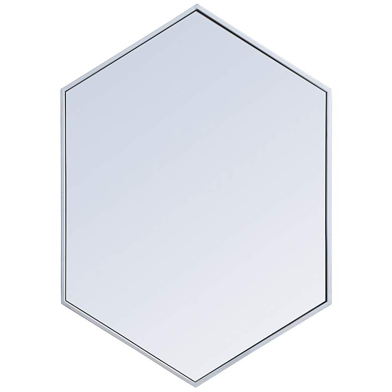 Image 6 Decker Silver Metal 24" x 34" Hexagon Vanity Wall Mirror more views