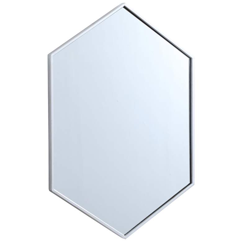 Image 7 Decker Silver Metal 24" x 34" Hexagon Vanity Wall Mirror more views