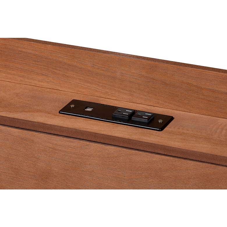 Image 5 Decker Walnut Brown Queen Platform Bed w/ USB Ports Outlets more views
