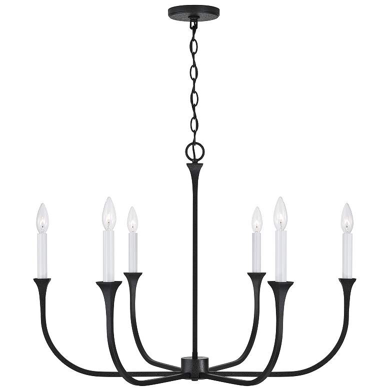 Image 2 Decklan 32" Wide Black Iron 6-Light Candle Chandelier