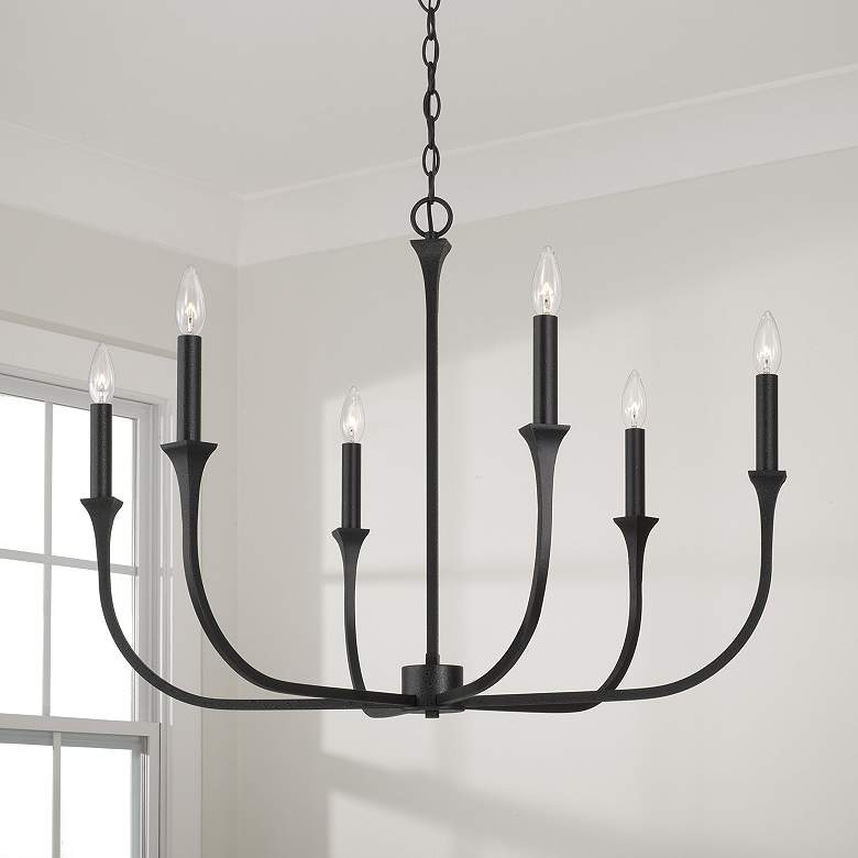 Image 3 Decklan 32" Wide Black Iron 6-Light Candle Chandelier more views