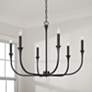 3_Decklan 32" Wide Black Iron 6-Light Candle Chandelier more views