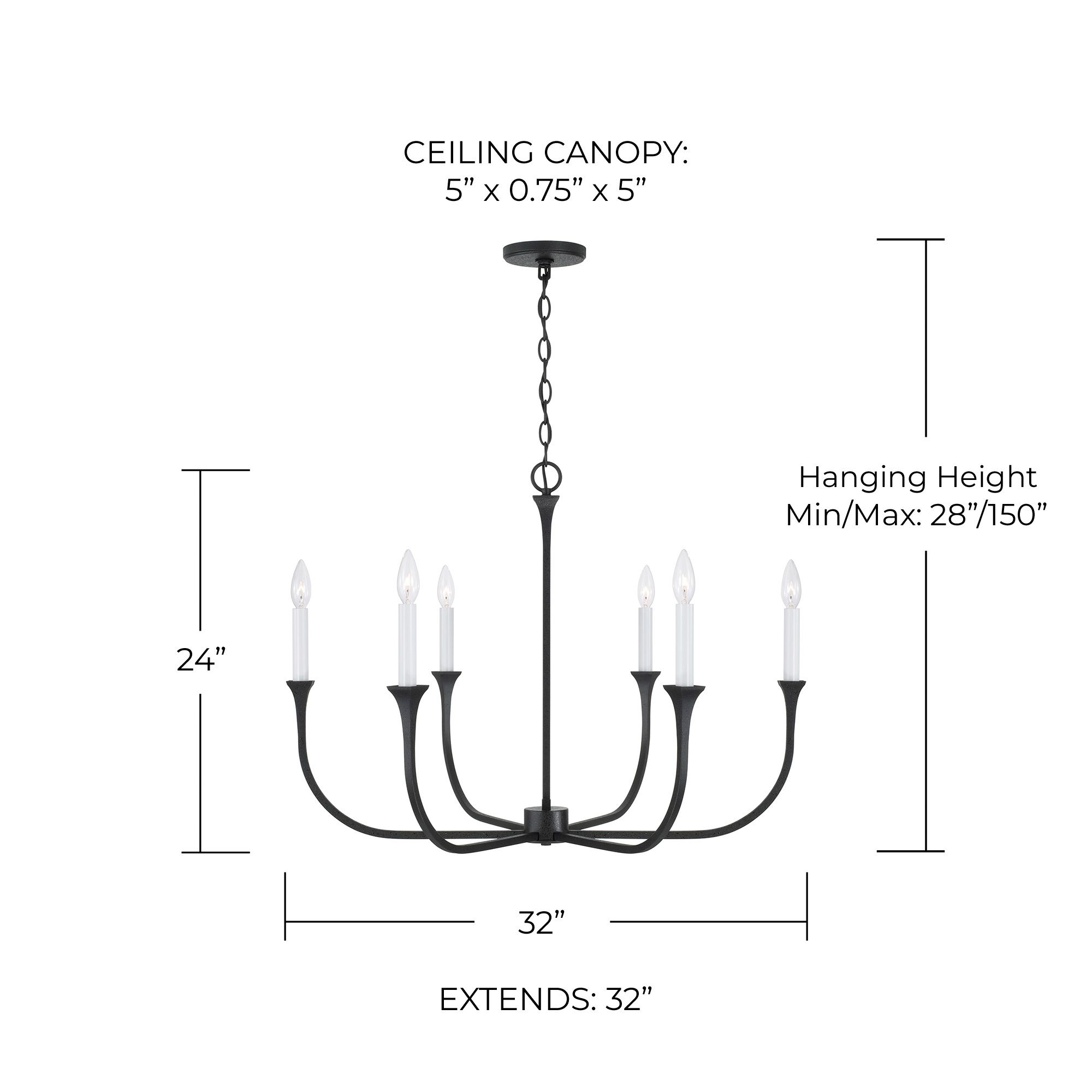 Image 6 Decklan 32" Wide Black Iron 6-Light Candle Chandelier more views