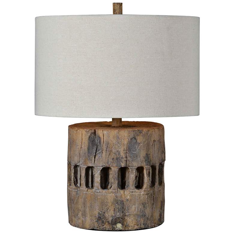 Image 2 Decklin 23 inch Rustic Weathered Faux Wood Accent Table Lamp