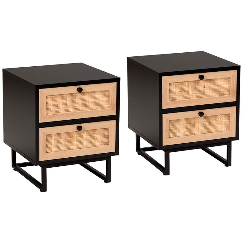 Image 1 Declan 15 3/4" Wide Espresso Brown Wood 2-Drawer Nightstands Set of 2