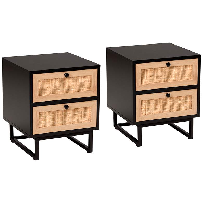 Image 1 Declan 15 3/4 inch Wide Espresso Brown Wood 2-Drawer Nightstands Set of 2