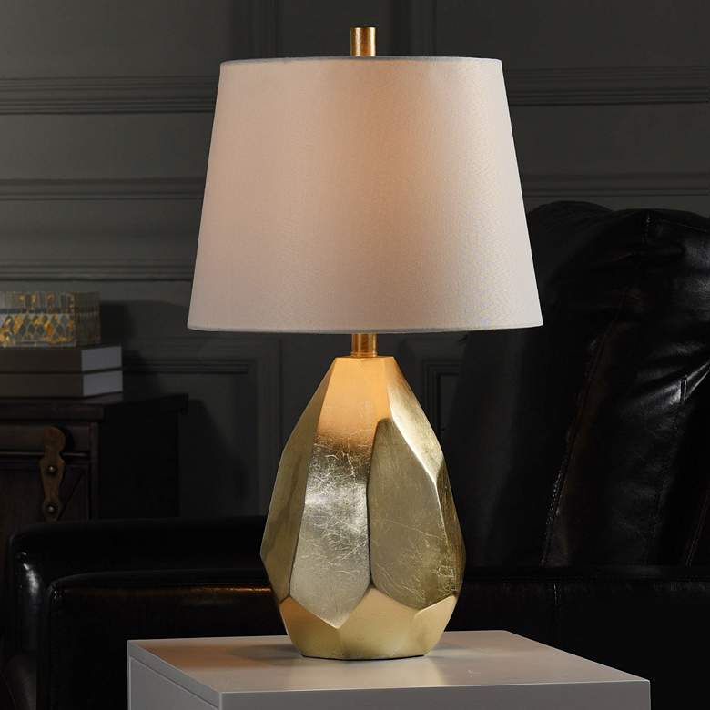 Image 1 Declan Gold Table Lamp with Brussels Off-White Shade