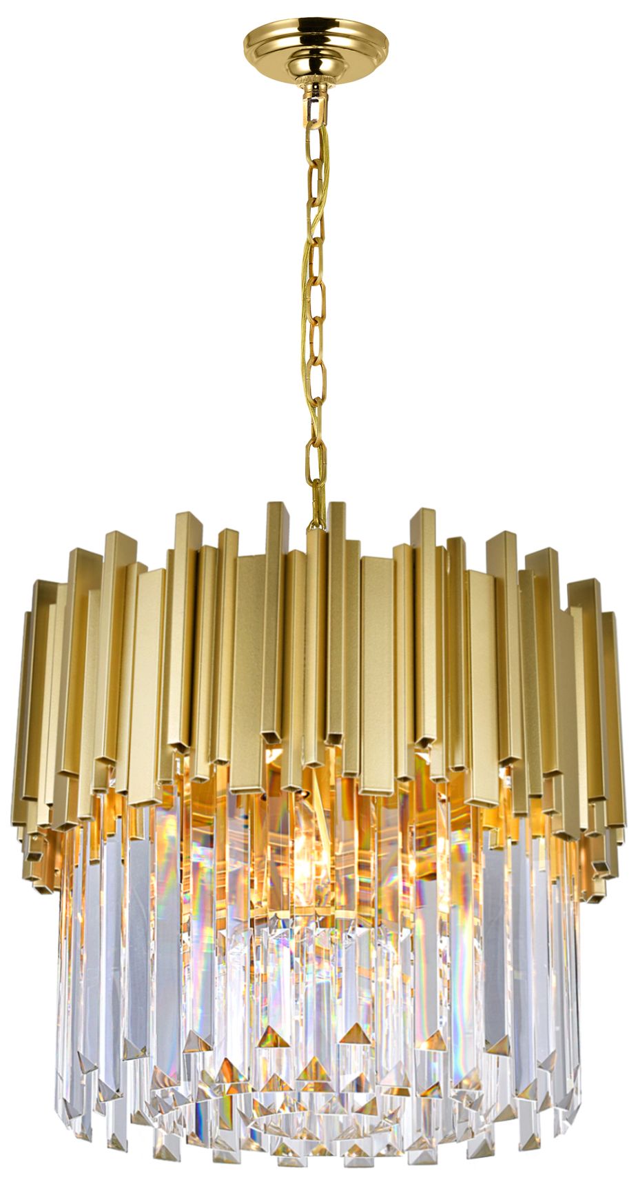Deco 16" Wide Medallion Gold and Clear Crystal Chandelier