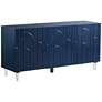 Deco 65" Wide Blue Lacquer 3-Door Wood Buffet