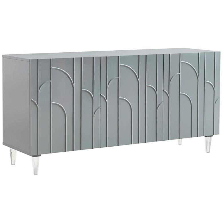 Image 1 Deco 65" Wide Gray Lacquer 3-Door Wood Buffet