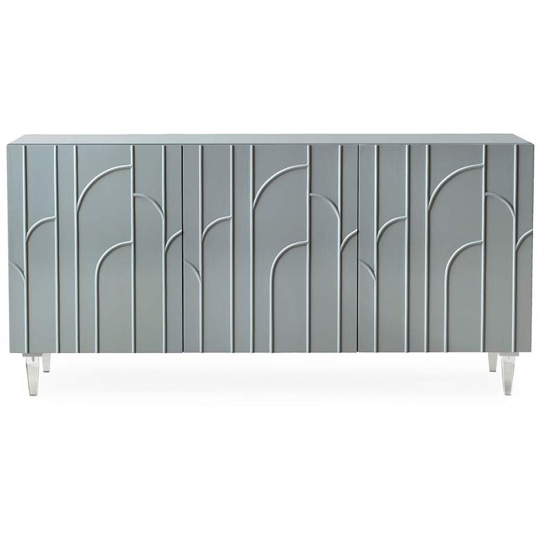 Image 2 Deco 65" Wide Gray Lacquer 3-Door Wood Buffet more views