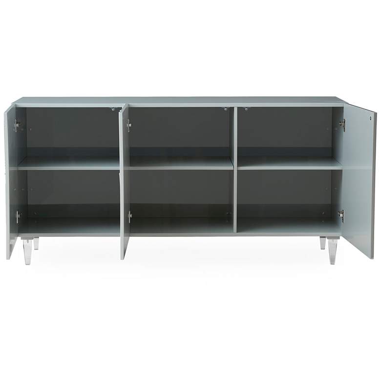 Image 3 Deco 65" Wide Gray Lacquer 3-Door Wood Buffet more views