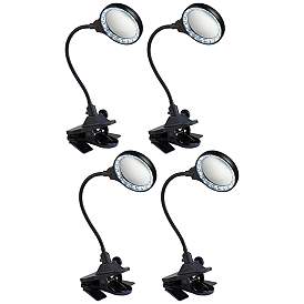 Image1 of Deco Black LED Gooseneck Magnifier Clip Lights Set of 4