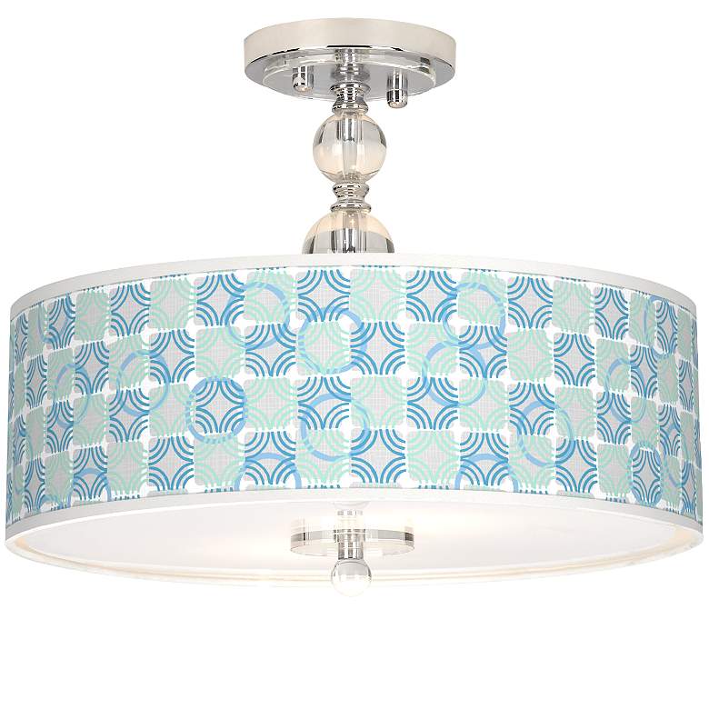 Image 1 Deco Circles Giclee 16 inch Wide Semi-Flush Ceiling Light