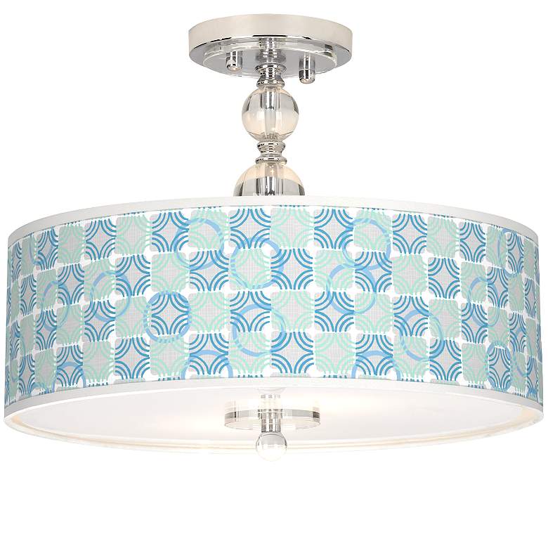 Image 1 Deco Circles Giclee 16" Wide Semi-Flush Ceiling Light