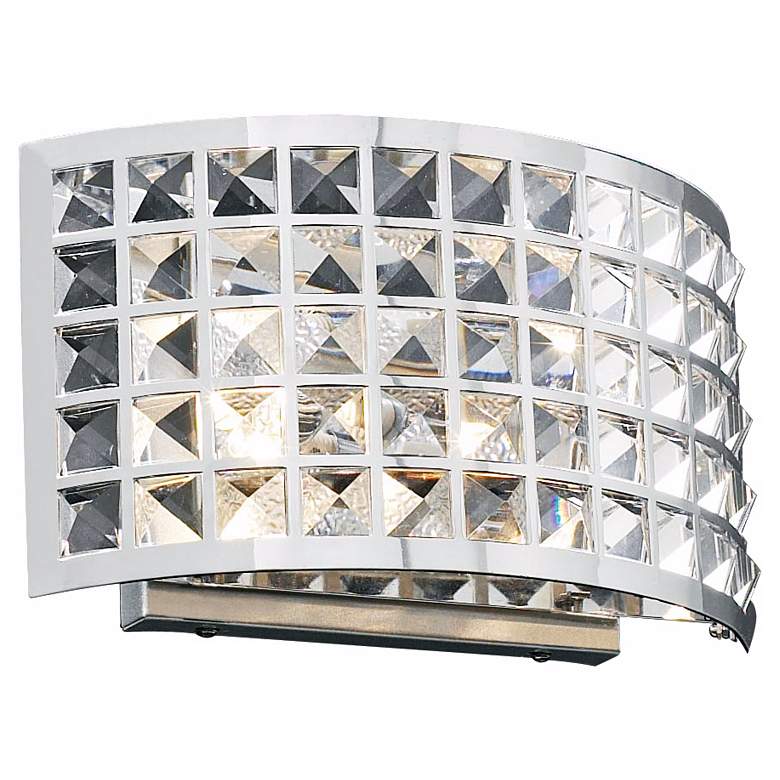 Image 1 Deco Crystal and Chrome 12 inch Wide Bathroom Light Fixture