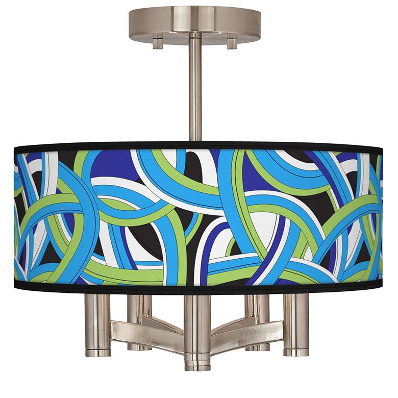Image 1 Deco Curves Ava 5-Light Nickel Ceiling Light