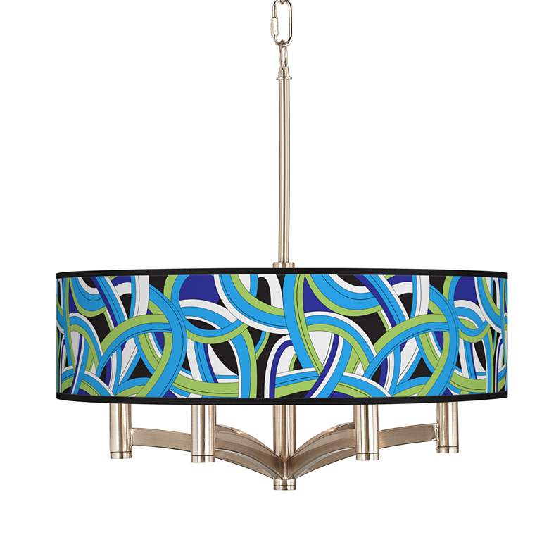 Image 1 Deco Curves Ava 6-Light Nickel Pendant Chandelier