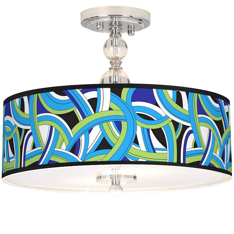 Image 1 Deco Curves Giclee 16" Wide Semi-Flush Ceiling Light