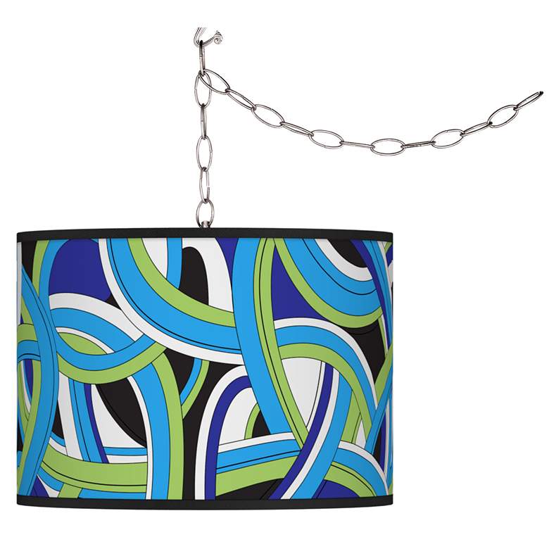 Image 1 Deco Curves Giclee Glow Plug-In Swag Pendant