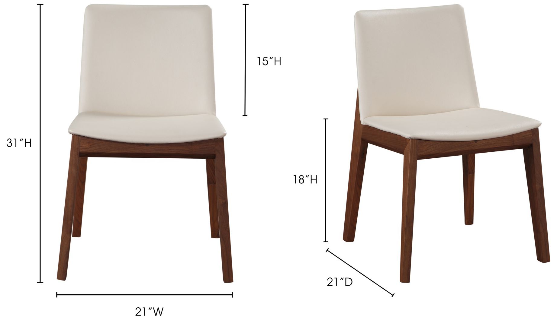 Deco Dining Chair Cream White PVC - Set Of Two
