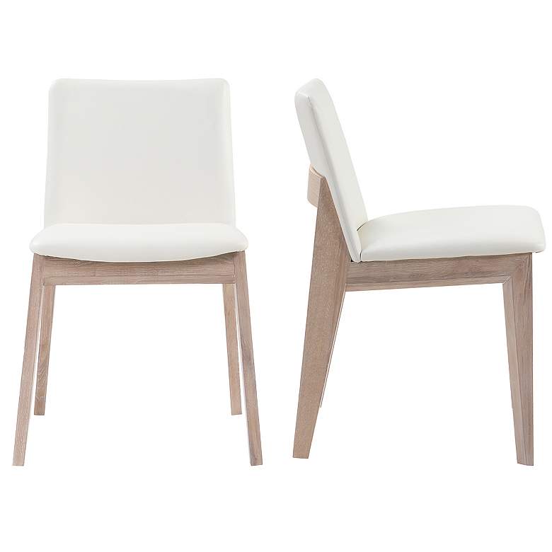 Image 1 Deco Oak Dining Chair Cream White PVC - Set Of Two