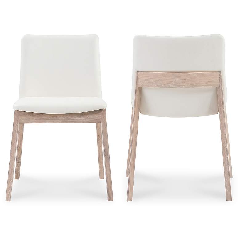 Image 3 Deco Oak Dining Chair Cream White PVC - Set Of Two more views