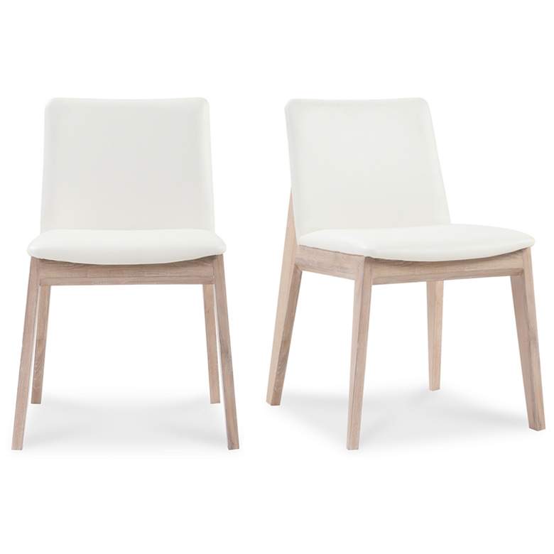 Image 7 Deco Oak Dining Chair Cream White PVC - Set Of Two more views