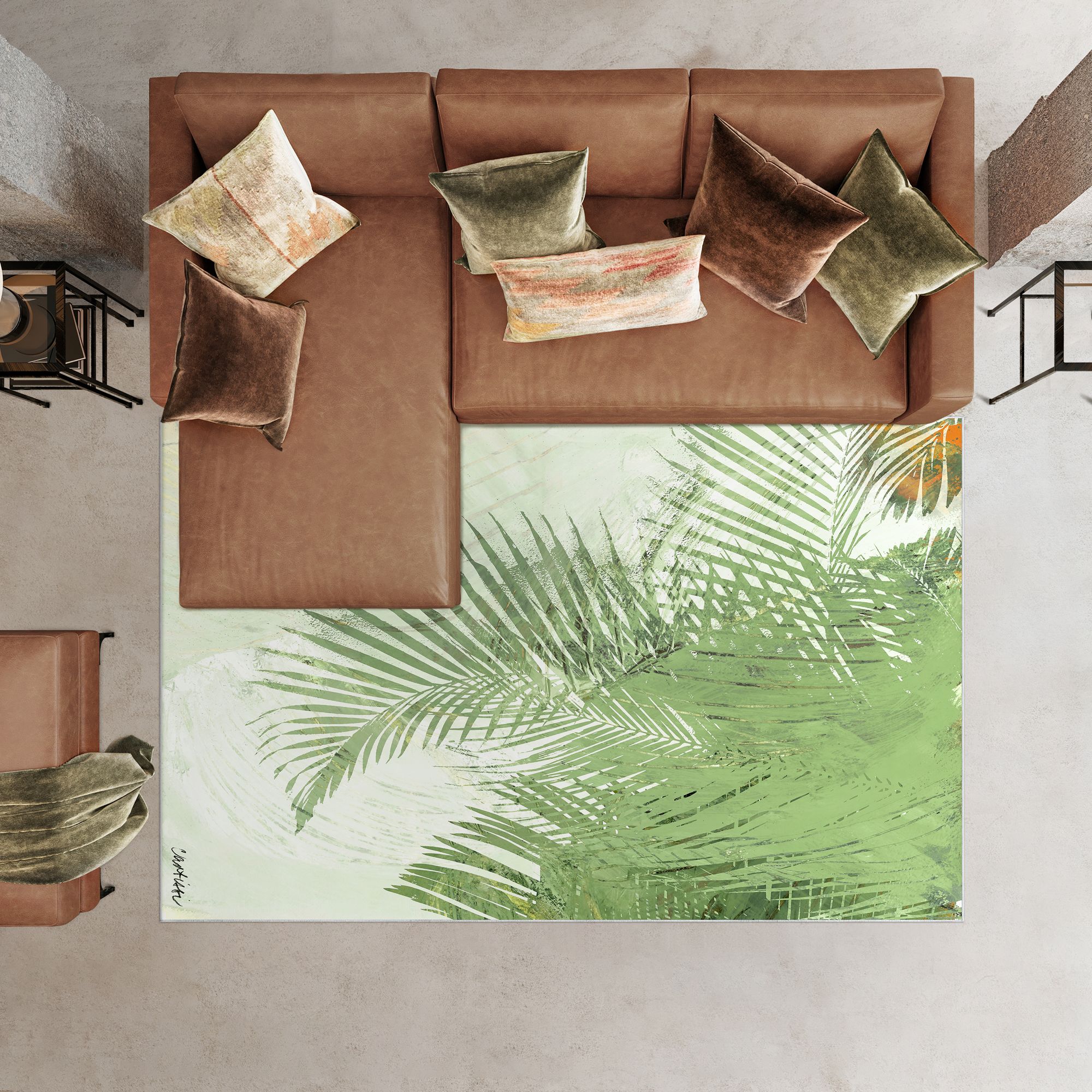 Image 2 Deco Organic Bouquet I Washable Leaf Art Area Rug size 8'x10' more views