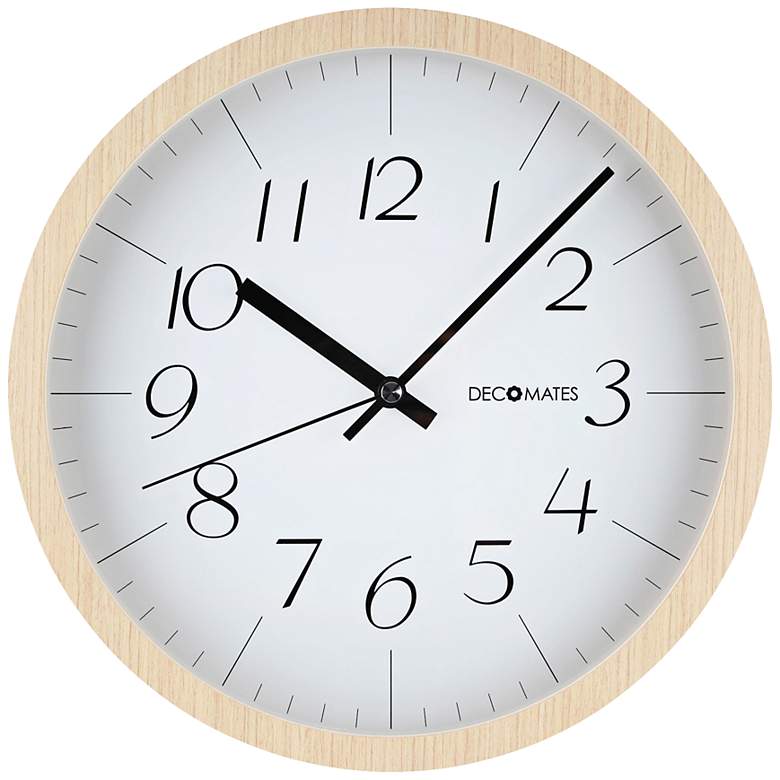 Image 1 Decomates Modern 12" Round Light Brown Wood Clock 