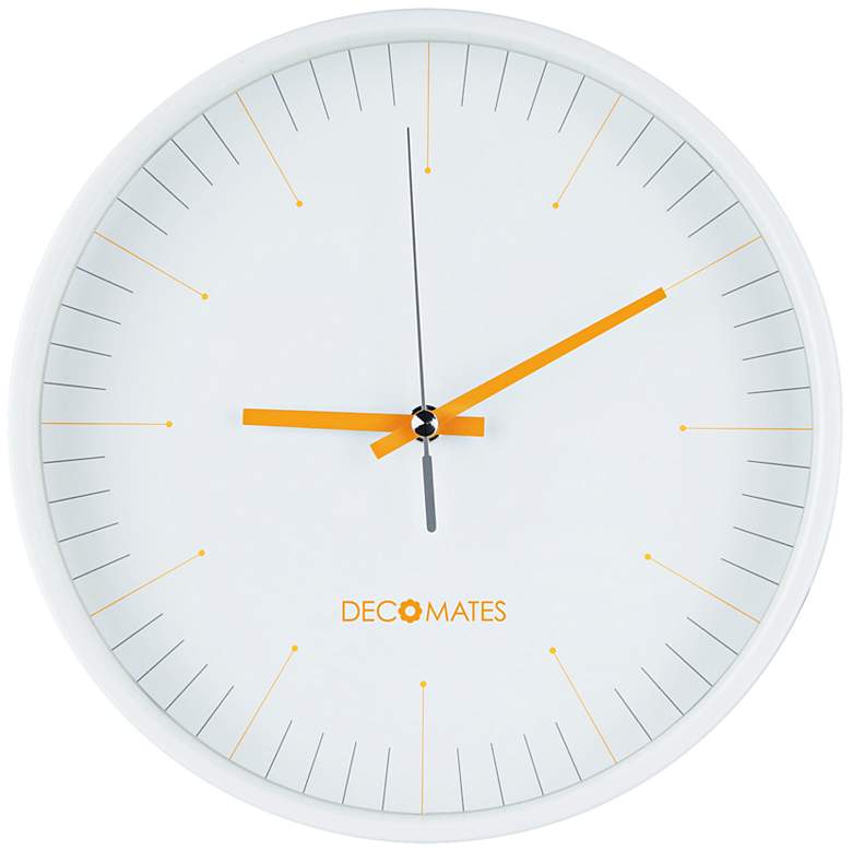 Image 1 Decomates Orange White 10 inch Round Wall Clock