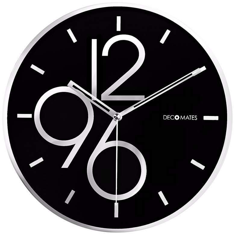 Image 1 Decomates Sharp Black Shimmer 9 3/4 inch Wide Silent Wall Clock
