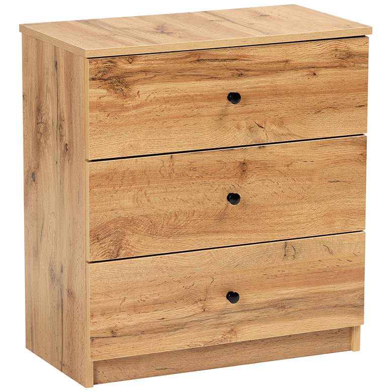 Image 2 Decon 23 1/2" Wide Oak Brown 3-Drawer Storage Chest