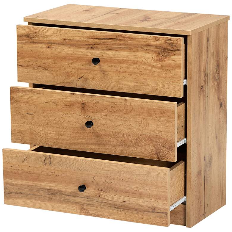Image 4 Decon 23 1/2" Wide Oak Brown 3-Drawer Storage Chest more views