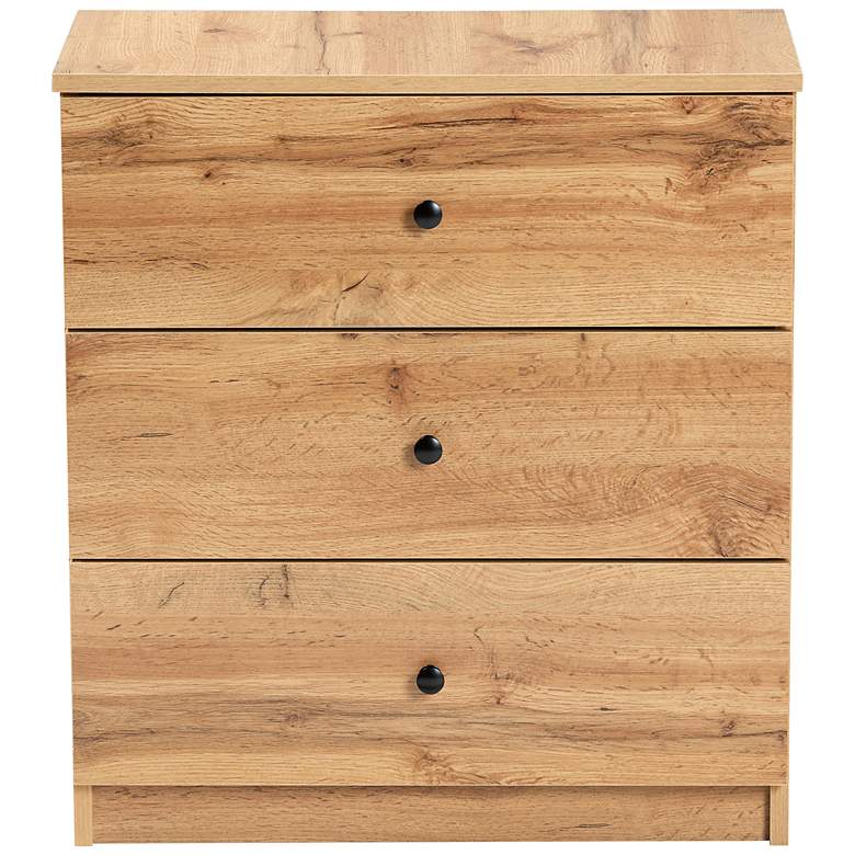 Image 5 Decon 23 1/2" Wide Oak Brown 3-Drawer Storage Chest more views