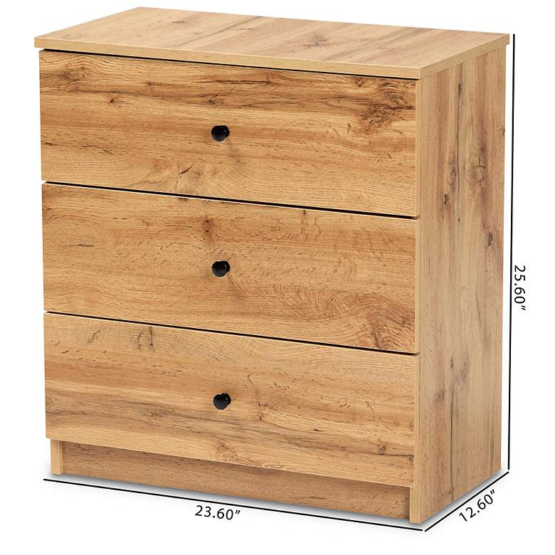 Image 7 Decon 23 1/2" Wide Oak Brown 3-Drawer Storage Chest more views