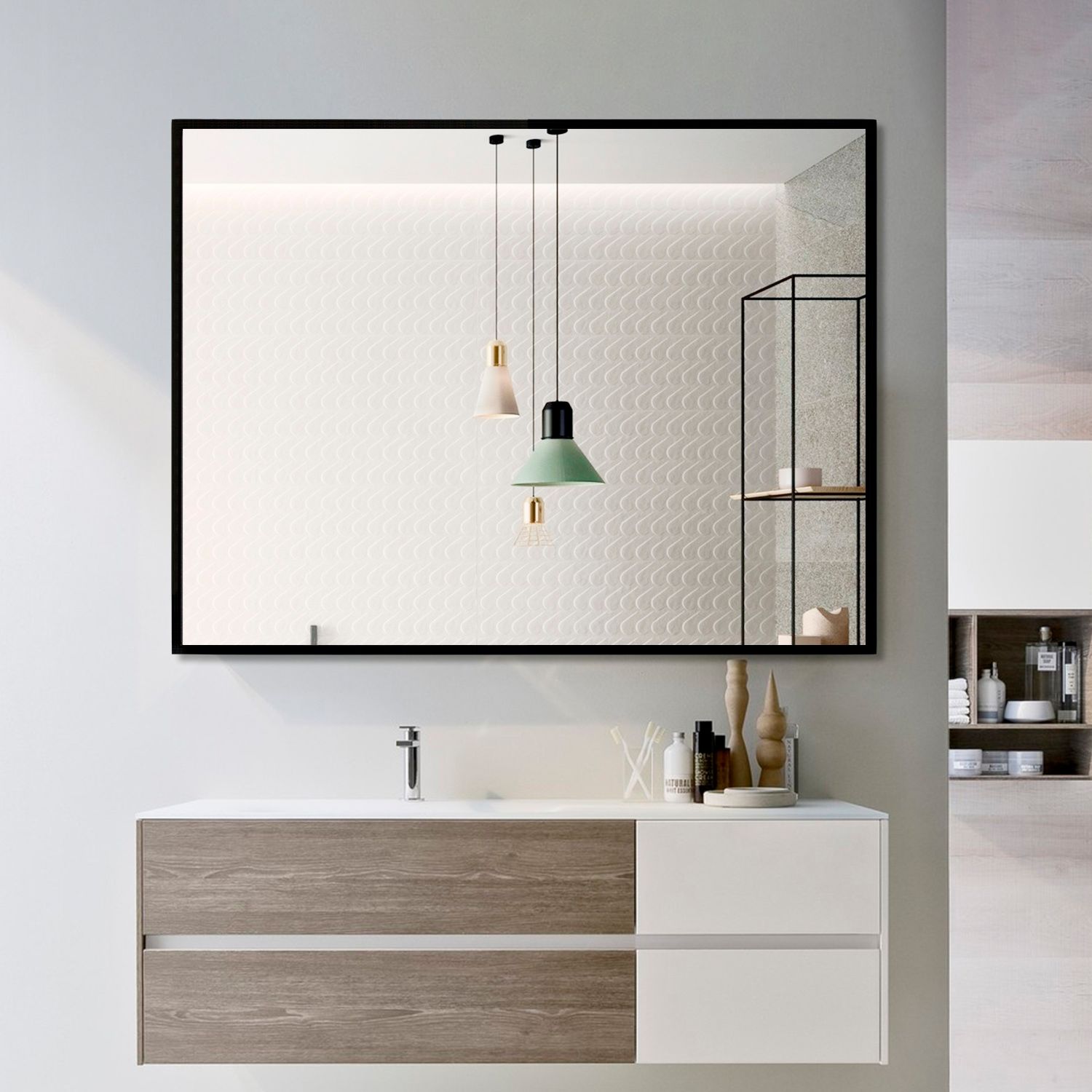 Image 7 Decor Wonderland 30" x 39.5" Venta XL Black Framed  Wall Vanity M more views