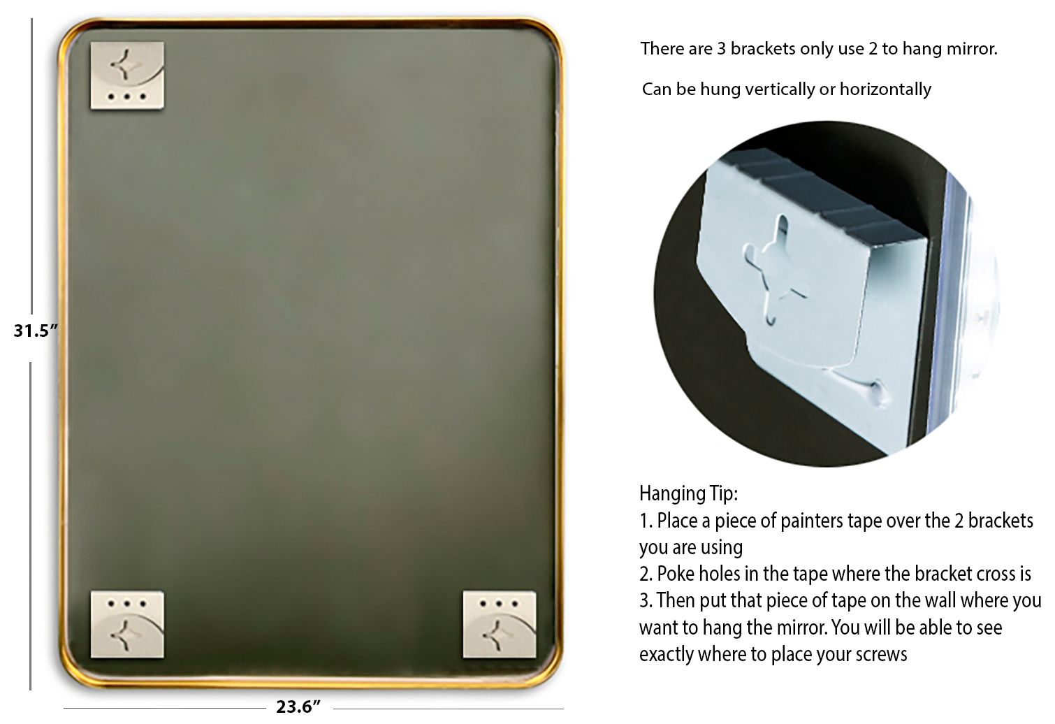 Decor Wonderland Geneva 23.6" x 31.5" Black Framed Wall Bathroom 