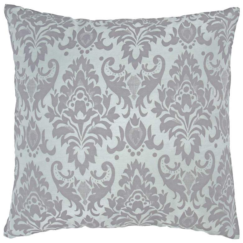 Image 1 Decorative 18 inch Square Blue Damask Pillow With Hidden Zipper