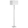 Decorative 60" Polished Chrome Crystal Floor Lamp White Linen Shade