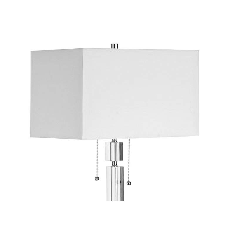 Image 3 Decorative 60 inch Polished Chrome Crystal Floor Lamp White Linen Shade more views