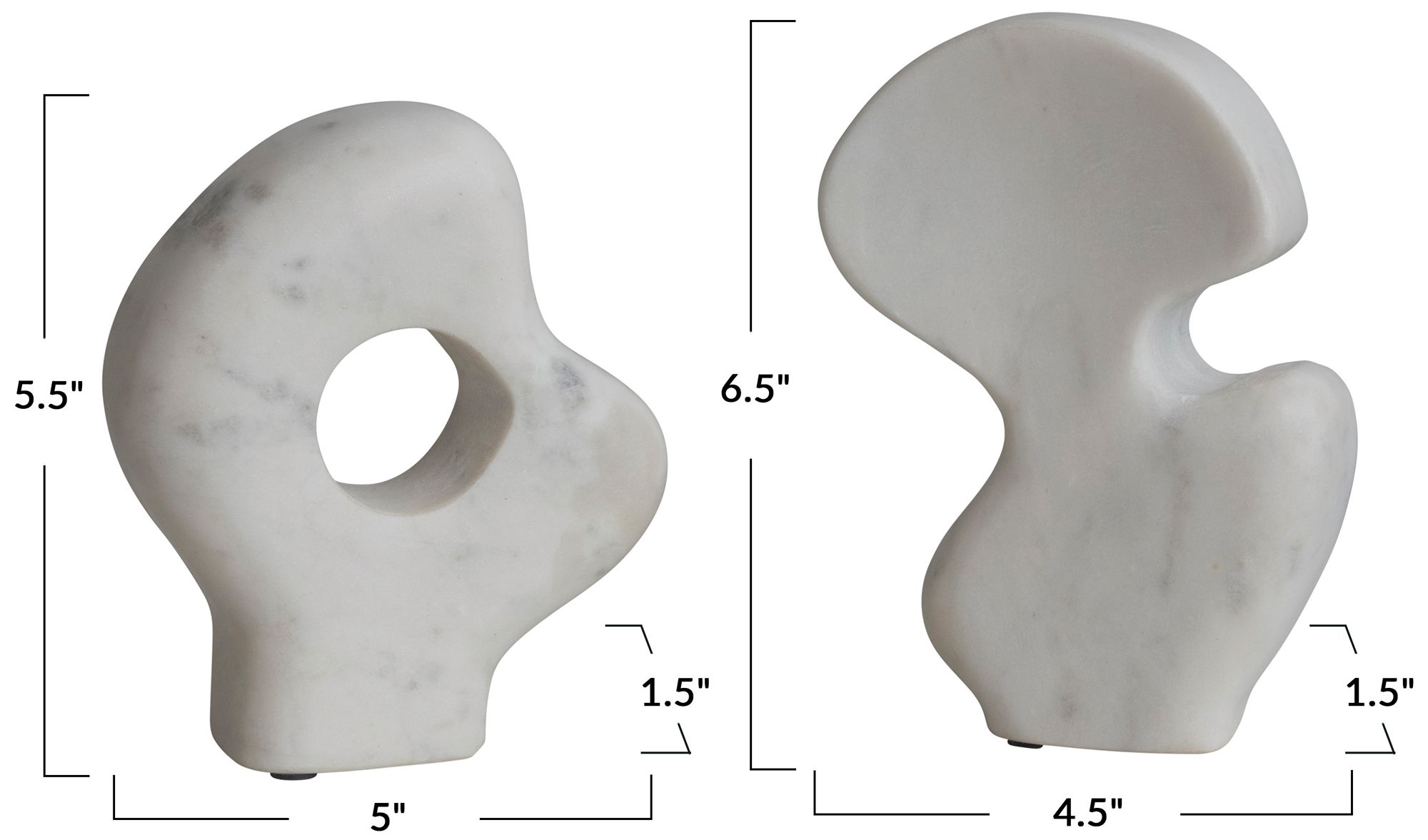 Image 2 Decorative Abstract Marble Sculptures, Set of 2 Styles, White more views