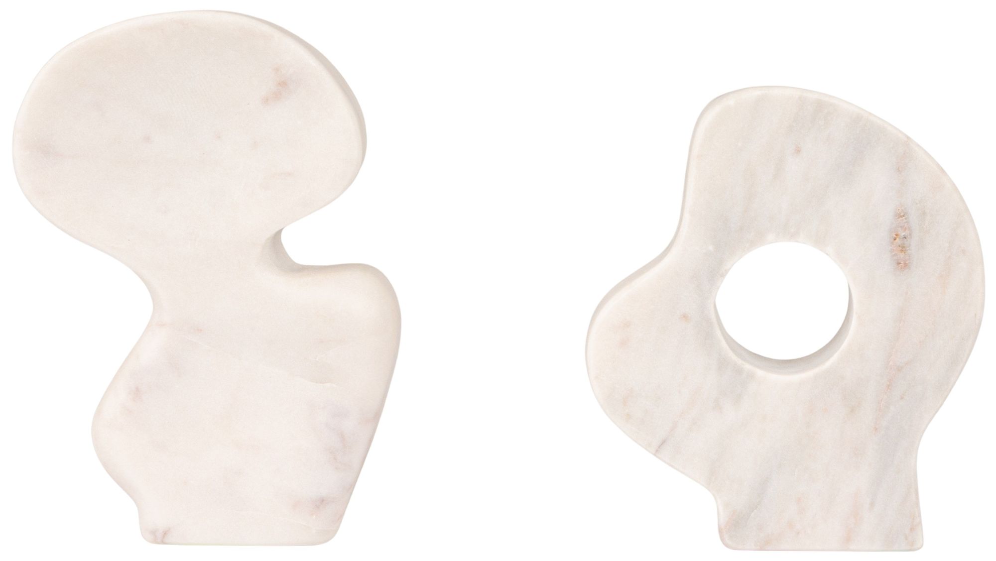 Decorative Abstract Marble Sculptures, Set of 2 Styles, White
