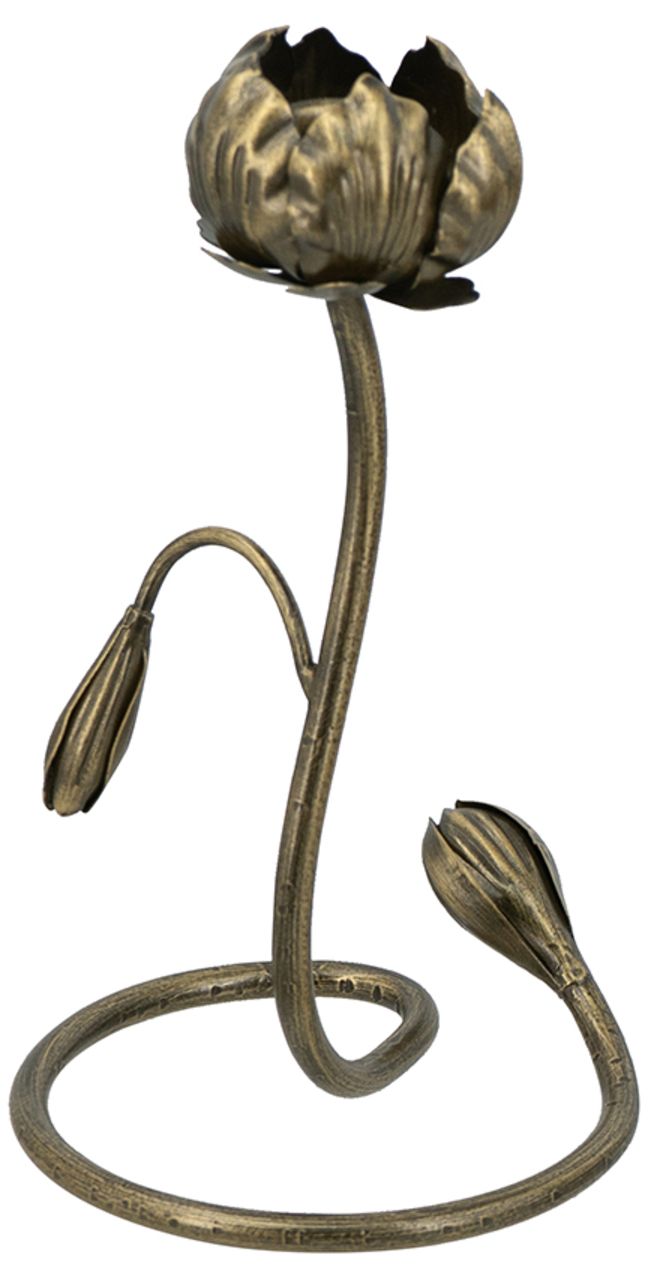 Image 2 Decorative Antique Gold Iron Candle Holder with Tulip Design more views