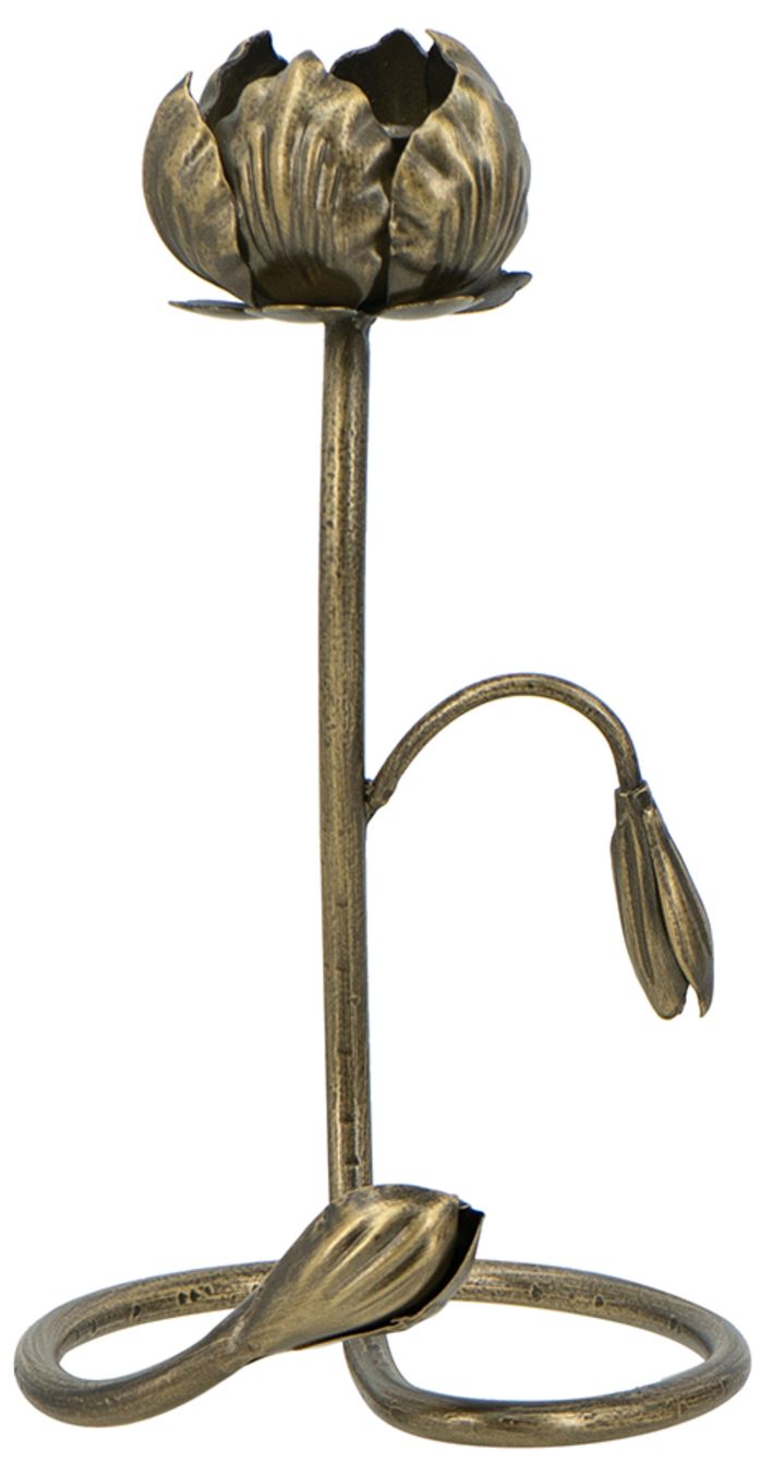 Image 3 Decorative Antique Gold Iron Candle Holder with Tulip Design more views