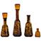 Decorative Brown Glass Bottles with Lid - Set of 3